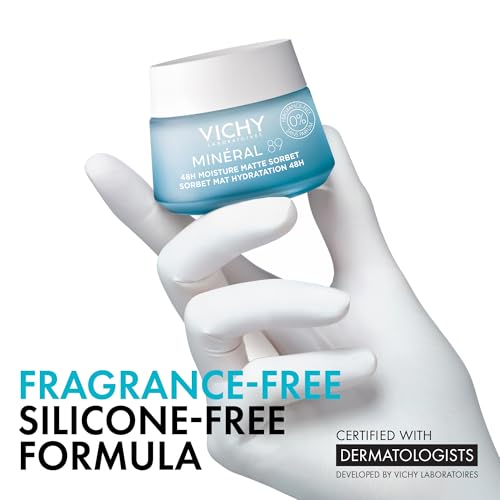 Vichy Minéral 89 Matte Sorbet Face Moisturizer For Oily Skin | Mattifying Moisturizer | Hyaluronic Acid + Niacinamide + Salicylic Acid | Shine Control | Non-Greasy Refreshing Gel Moisturizer