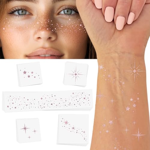 Flash Tattoos Starlight Pink temporary tattoos | 25 temporary tattoos | Premium waterproof metallic pink glitter face Flash Tattoos | Face Sparkle, Face Glitter| Tattoo Freckles