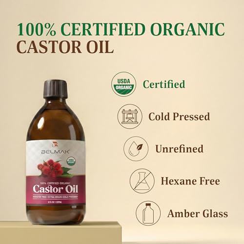 Organic Castor Oil Cold Pressed - Hair, Skin & Lash Care 8oz