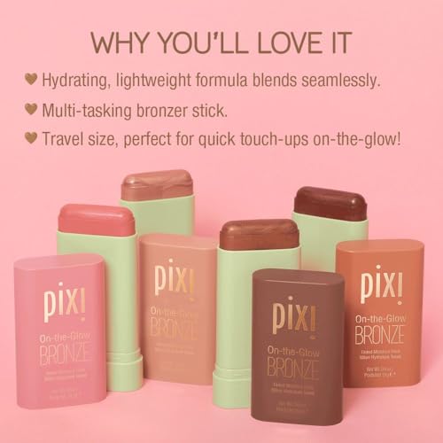 Pixi On-the-Glow Bronze Hydrating Tinted Bronzer Stick, 0.6oz