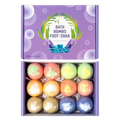 SHEEYOON Organic Foot Bath Bombs 12-Pack - Herbal Foot Soak for Dry Feet