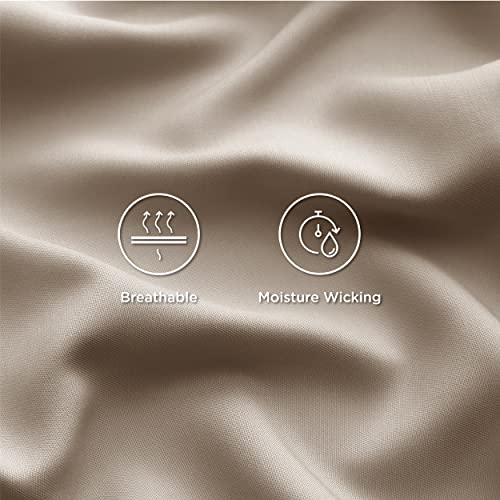 Bedsure Twin Sheets Set, Cooling Sheets Twin Size Bed Set, Rayon Derived from Bamboo, Twin Size Sheets, Breathable & Soft Bed Sheets, Hotel Luxury Silky Bedding Sheets & Pillowcases, Simply Taupe