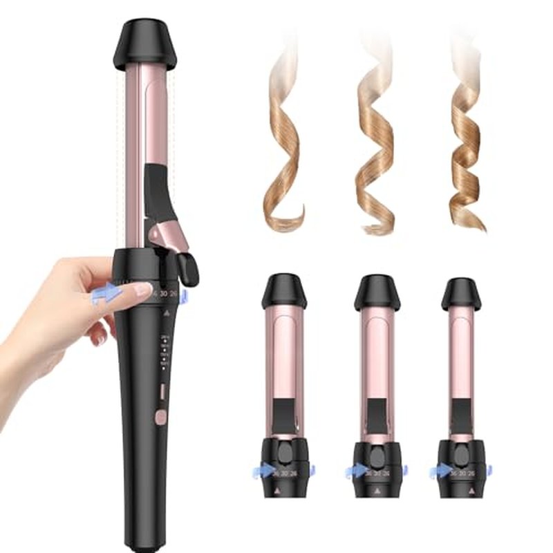 3-in-1 Curling Iron Wand with Adjustable Temperatures - Gold