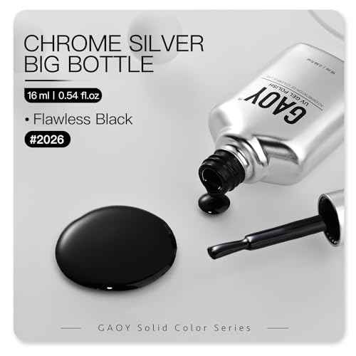 GAOY Black Gel Nail Polish, 16ml Soak Off Gel Polish, UV Light Cure for Nail Art DIY Manicure at Home, 2026 Flawless Black