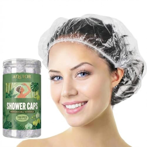 Aquior Disposable Shower Caps 100 Pack - Waterproof Hair Treatment