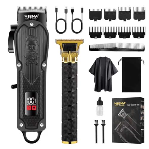 HIENA PRO Cordless Hair Clippers Set for Men with LED Display
