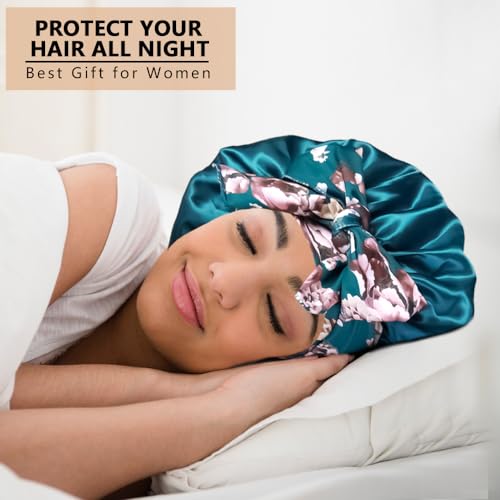 2-Pack Large Satin Bonnet with Tie Band for Curly Hair