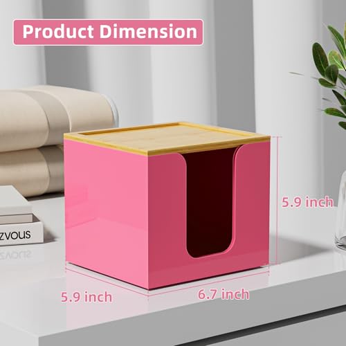 VITVITI Acrylic Face Towel Holder with Bamboo Lid - Pink