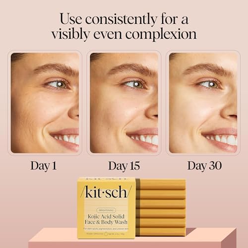 Kitsch Kojic Acid & Turmeric Soap Bar - Brightening Face & Body Wash, 4 oz