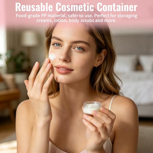 1 Oz Plastic Jars with Lids - 100 Pack Clear Cosmetic Containers