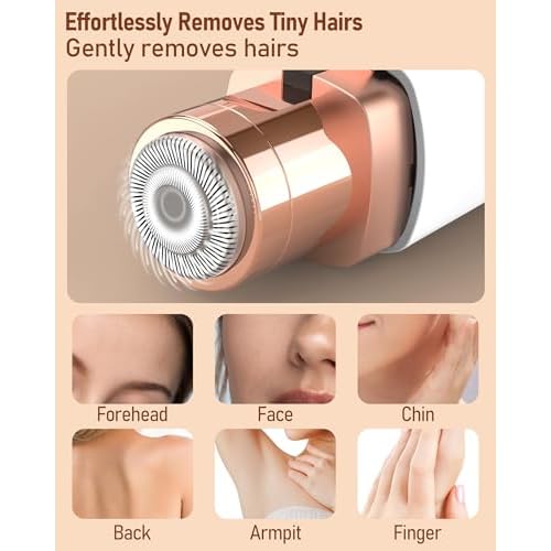 Eyebrow & Facial Hair Removal for Women: 2 in 1 Rechargeable Eyebrow Trimmer & Face Shaver, Painless Electric Facial Eye brow Razors Epilator with Built-in LED Light -Perfect for Face, Lips & Body