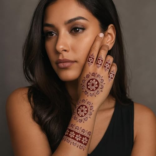 Large Hand Tattoo Stickers – Waterproof Henna-Style Temporary Tattoos