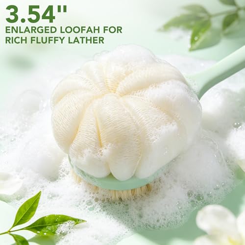 15.7" Back Scrubber Brush with Loofah & Bristles for Shower