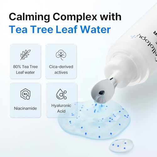 Blue Eraser Calming Serum - LED Vibration Applicator, Tea Tree Leaf Water, Niacinamide + Hyaluronic Acid, Oil Control & Pore-Look Refining, Lightweight Korean Skincare, 0.5 fl oz