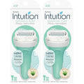 Schick Intuition Razors for Women with Sensitive Skin | 1 Razor & 2 Intuition Razor Blades Refill with Organic Aloe (Pack of 2)