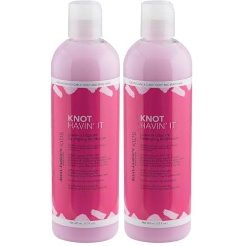 Aunt Jackie's Kids Knot Havin' It Leave-In Ultimate Detangling Hair Moisturizer for Naturally Curly, Coily and Wavy Hair, 12 oz (Pack of 2)