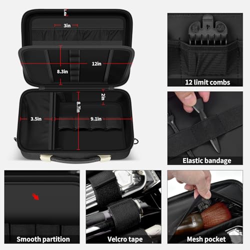 ANKHOH Black Barber Case for Hair Clippers & Trimmers with Shoulder Strap