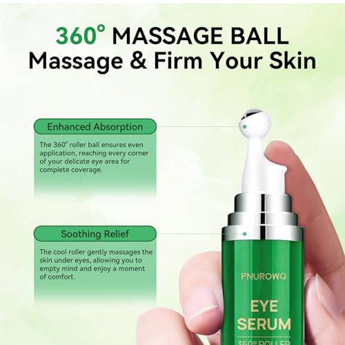 Caffeine & Retinol Eye Cream with 360¡Æ Roller - Hydrating & Anti-Aging Formula for Fine Lines, Puffiness, Dark Circles & Bags Moisturizing for Women & Men