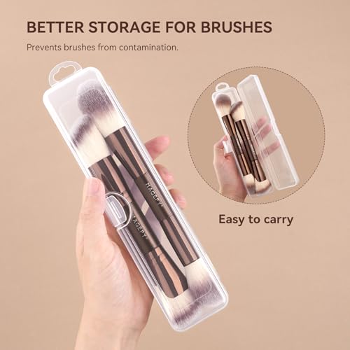 MAGEFY Double-Ended Makeup Brush Set - 4 Brushes Foundation Powder Blush
