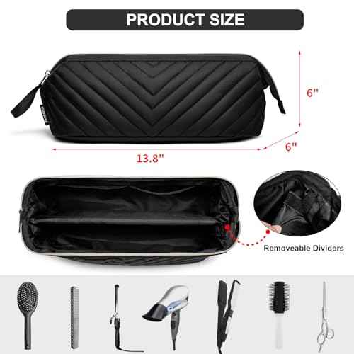 Hair Tools Travel Bag for Shark Flexstyle Dyson, Quilted Case Organizer Bag, Gift for Women Hair Accessories Storage Bag, Travel Hairdryer Portable Bag for Women, Black
