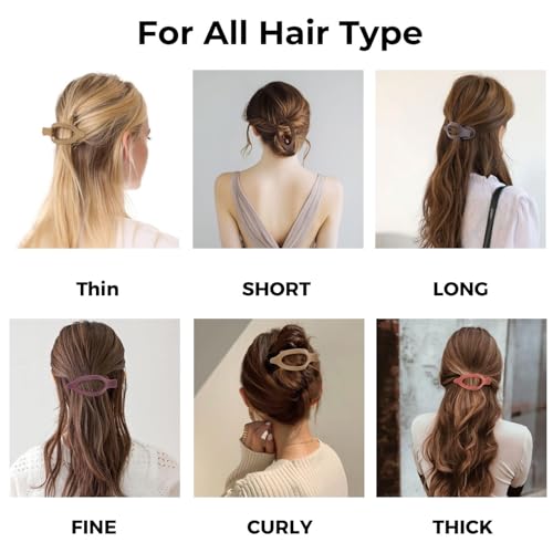 Flat Hair Clips 8-Pack - Matte Claw Clips for Thick Hair