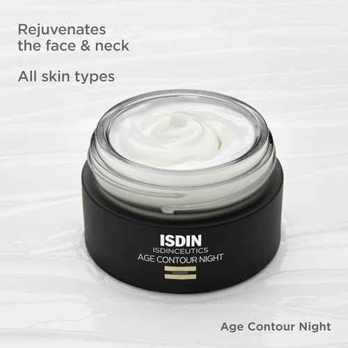 ISDIN Age Contour Night Face and Neck Cream with Melatonin and Peptides, 1.8 Oz