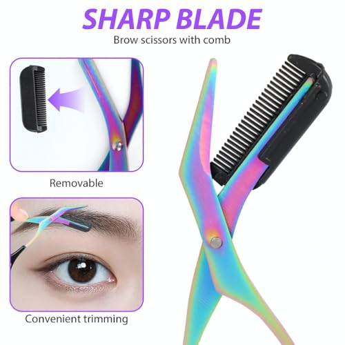 Eyebrow Trimmer Scissors with Comb - Precision Shaping for Women & Men