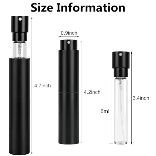 Travel Perfume Atomizer Bottles - 3 Pack, 8ml Refillable Spray Set