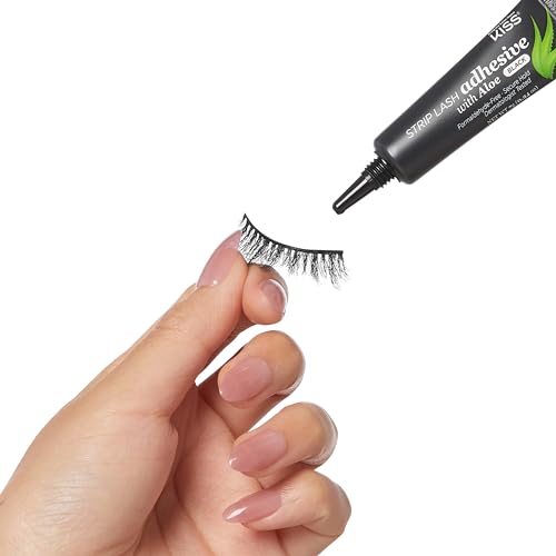 KISS Black Lash Adhesive with Aloe - Latex-Free, Contact Lens Friendly, Secure Hold 0.24oz