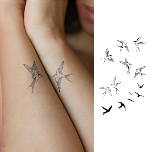 Swallow & Bird Temporary Tattoo Stickers – Realistic Waterproof