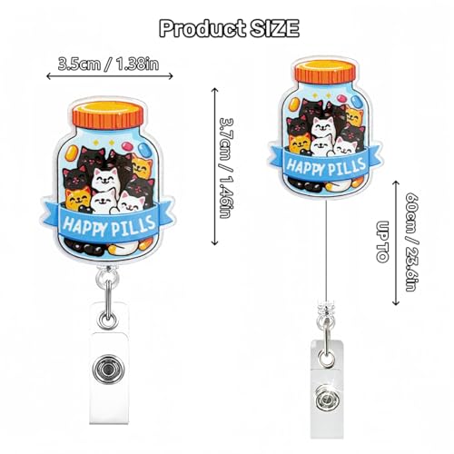 Funny Cat Bottle Nurse Badge Reel - Retractable Clip ID Holder for Medical & Education (Cat Bottle Variation)