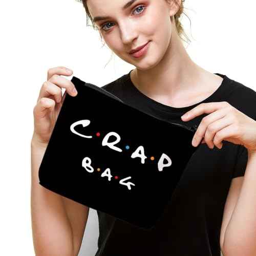 Funny gift Friend makeup bag, Best friend Cosmetic Bag, Friends Theme Natural Reusable Eco-Friendly Makeup Bag Gifts, for Women Men Best Friends Birthday Christmas Gift. Black