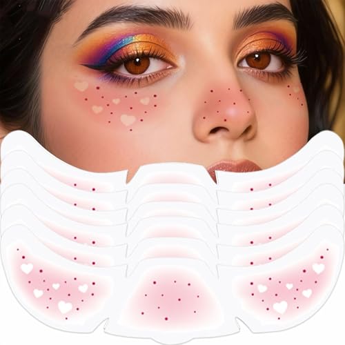 Heart Glitter Freckles Temporary Face Tattoos - 6 Pack