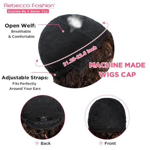 Short Curly Bob Wig for Black Women - 100% Human Hair, Chocolate Brown