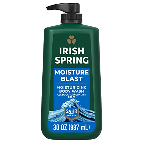 Irish Spring Moisture Blast Body Wash for Men, 20 Fl Oz (Pack of 2) & Moisture Blast Body Wash, 30 Oz Pump