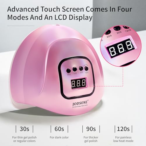 JODSONE Iridescent Pink UV Nail Lamp for Gel Polish with 4 Timer Settings & Auto Sensor