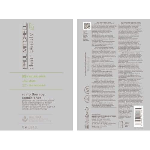 Paul Mitchell Clean Beauty Scalp Therapy Conditioner, Gently Conditions + Cools All Hair Types, Especially Dry, Oily + Sensitive Scalps