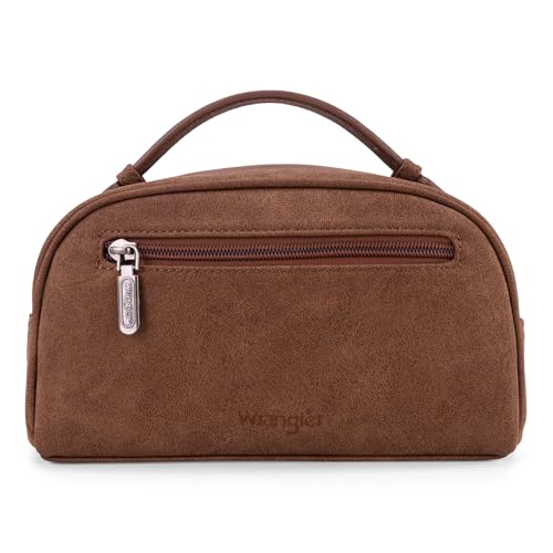 Montana West Wrangler Makeup Bag for Women Small Cosmetic Toiletry Bags Western Make Up Pouch Durable Cute Travel Purse, Dark Pink