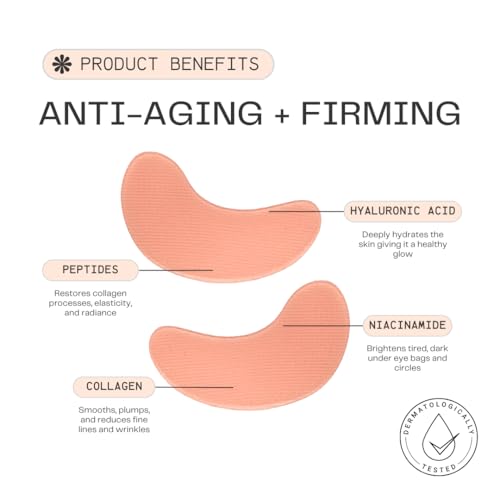 Collagen Under Eye Mask Patches (Anti-Aging + Firming 20 Pairs) with Niacinamide + Peptides - Anti-Aging, Fine Lines, Wrinkles, Dark Circles, Puffy Eyes, Under Eye Bags - Gifts - K Beauty