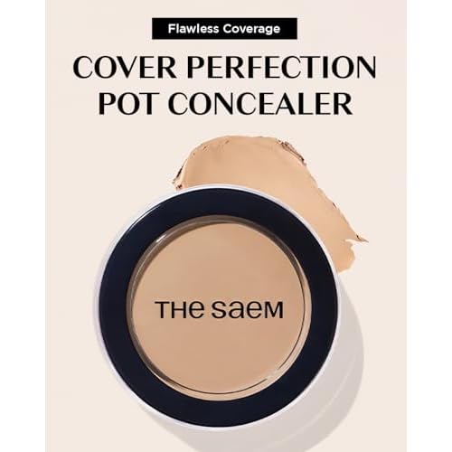 THESAEM Cover Perfection Pot Concealer 0.14oz - 0.5 Ice Beige for Light Skin Tones - Single Pot Intensive Coverage Balm for Dark Circles, Blemishes & Imperfections - Korean Makeup