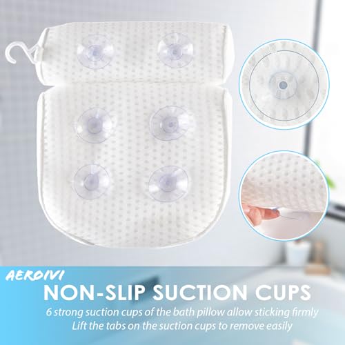 AEROiVi Bath Pillow - Neck & Head Support with 6 Suction Cups