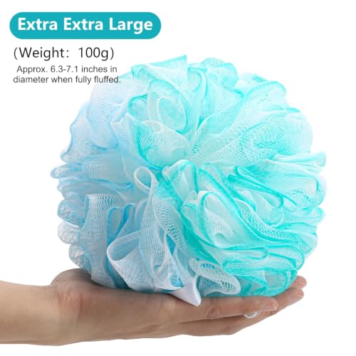 XXL Loofah Bath Sponge 4-Pack - Large Exfoliating Mesh Pouf