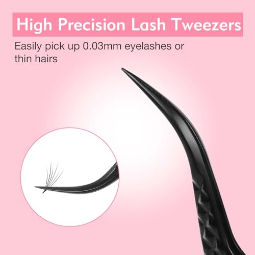 VEYES INC Lash Tweezers for Eyelash Extensions 3-Piece Set