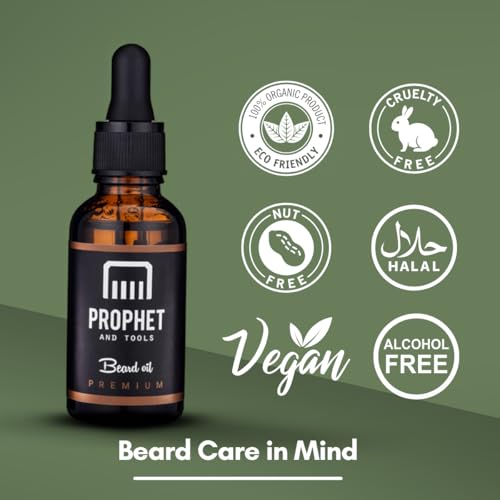 Prophet and Tools Premium Unscented Beard Oil & Comb Set - Thickens and Softens Beard, Relieves Itch & Dry Skin, 100% Natural, Fast-Absorbing Formula - Perfect for Beard Growth & Grooming - 1 oz