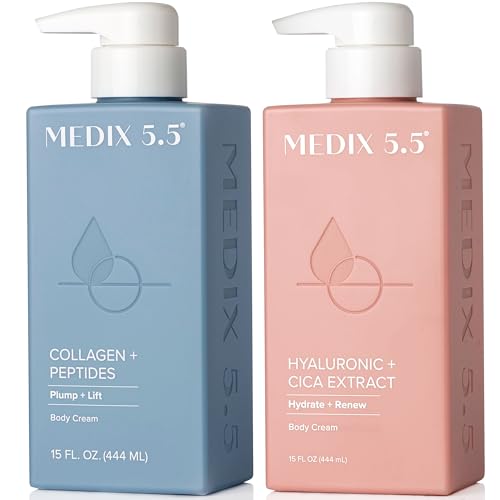 MEDIX Firming Collagen Cream + Hyaluronic Acid Body Lotion 2PC Set | Anti Aging Firming Lotion & Face Moisturizer For Women, Crepey Skin, Stretch Marks, & Dry Skin | Skin Care Products, 2PC Bundle