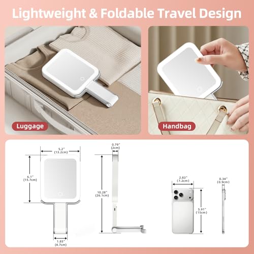 GioeDa Travel Makeup Mirror with Lights 10X Magnifying