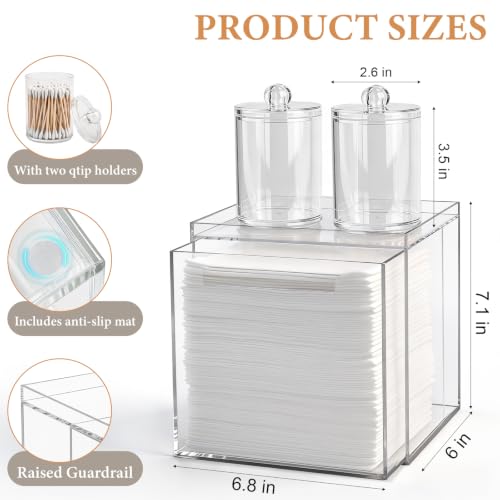 Acrylic Face Towel Holder with Qtip Organizer - 15 Inch Storage