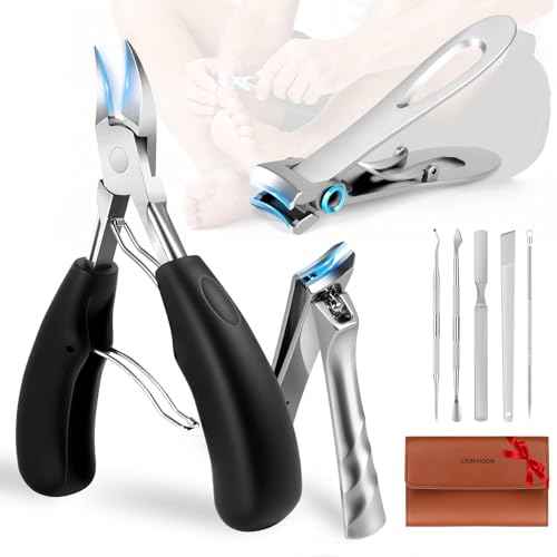 LIONVISON Ingrown Toenail Removal Kit: 8 Pcs Professional Toenail Clippers for Thick Toenails - Heavy Duty Nail Clippers Tools for Seniors Home Foot Care