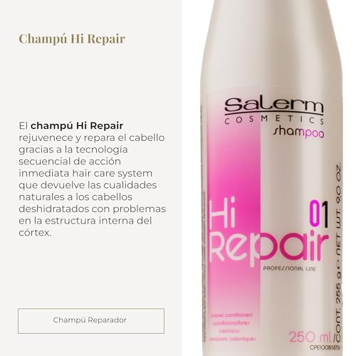 Salerm Cosmetics 01 Hi Repair Shampoo, 9 Ounce (Pack of 2)