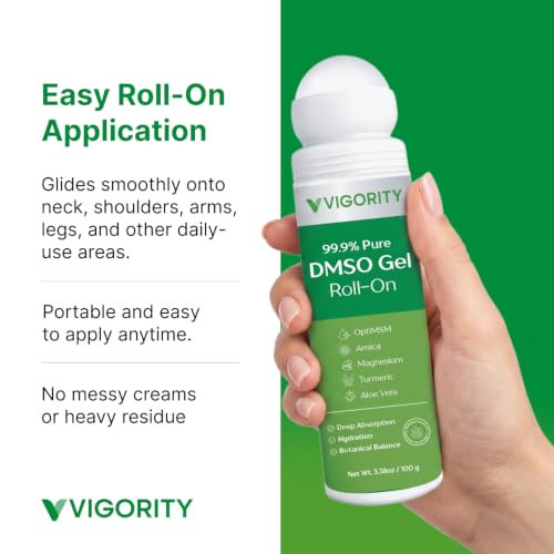 Vigority 99.9% Pure DMSO Roll-On Gel with Aloe Vera & Botanicals - 3.53 oz